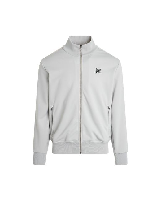 Palm Angels Gray 'Monogram Track Jacket, Long Sleeves, Light, 100% Polyester, Size: Small for men