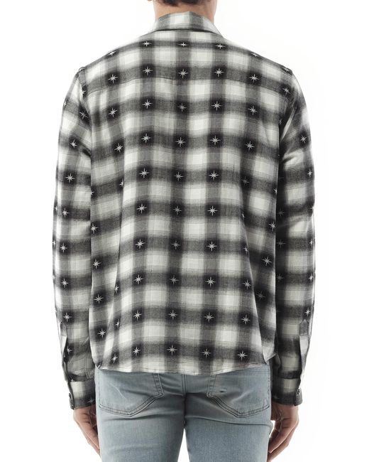 Amiri Gray Starburst Flannel, Long Sleeves, 100% Cotton, Size: Large for men