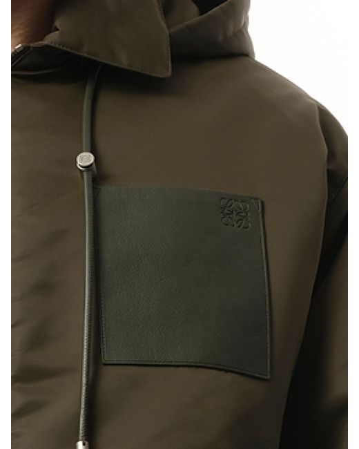 Loewe Green Padded Hood Jacket, 100% Polyamide for men
