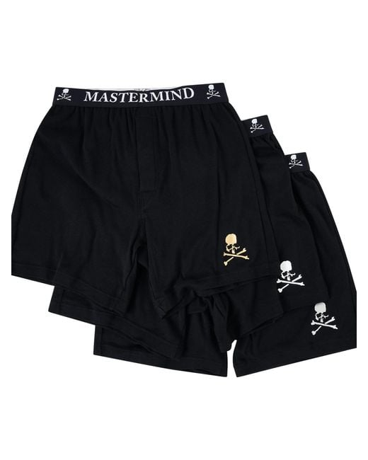 Mastermind Japan Black Cotton Trunks, 100% Cotton, Size: Medium for men
