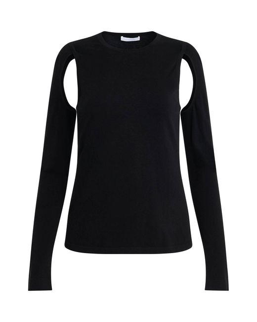 Helmut Lang Black Cut Out Sweater, Round Neck, Long Sleeves, 100% Cotton, Size: Medium