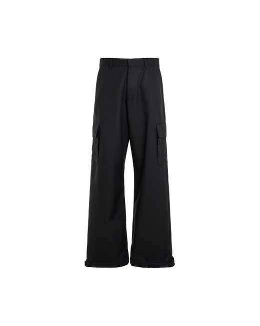 Off-White c/o Virgil Abloh Black Off- Embroidered Drill Cargo Pants, , 100% Polyester for men