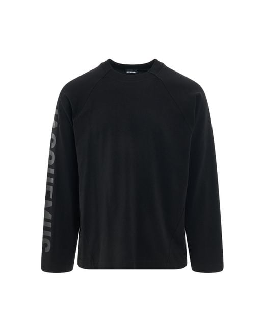 Jacquemus Black 'Typo Logo Long Sleeve T-Shirt, , 100% Cotton, Size: Small for men