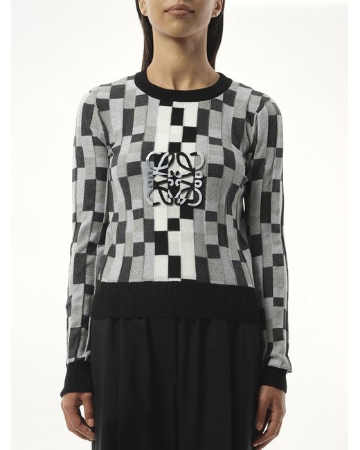 Loewe Gray Intarsia Anagram Sweater, 100% Cotton