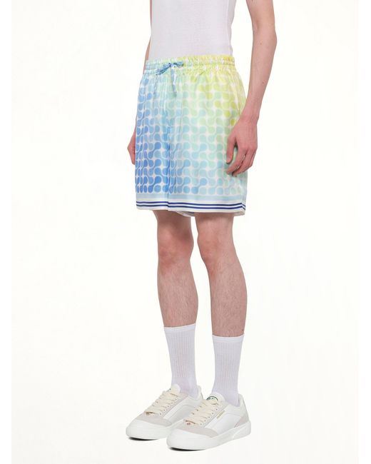 Casablanca Blue Tennis Tile Silk Shorts for men