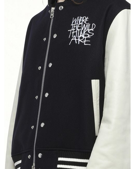 Sacai Blue Where The Wild Things Are Blouson Bomber Jacket, 100% Cupro for men
