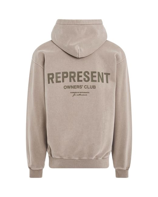 Represent Gray Owners Club Hoodie, Long Sleeves, 100% Cotton, Size: Medium for men