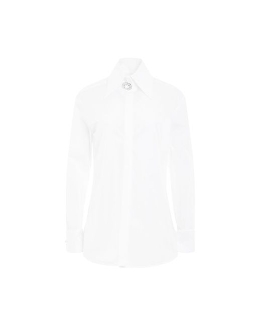 Balmain White Cotton Popeline Shirt, Long Sleeves, , 100% Cotton