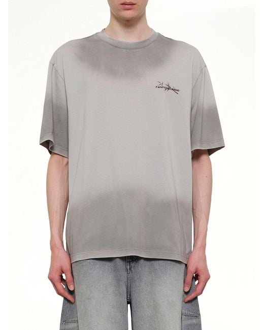 Feng Chen Wang Gray Spray Painted Logo T-Shirt for men