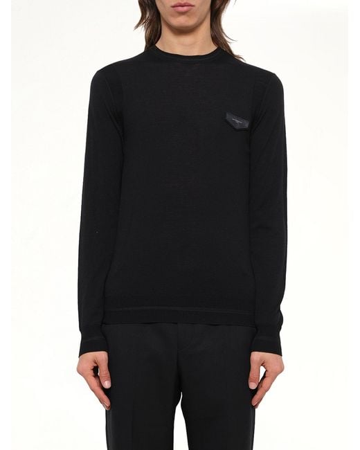Givenchy Black Leather Patch Pullover for men