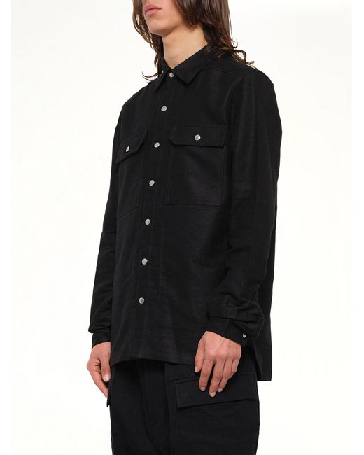 Rick Owens Black Moleskin Outershirt for men