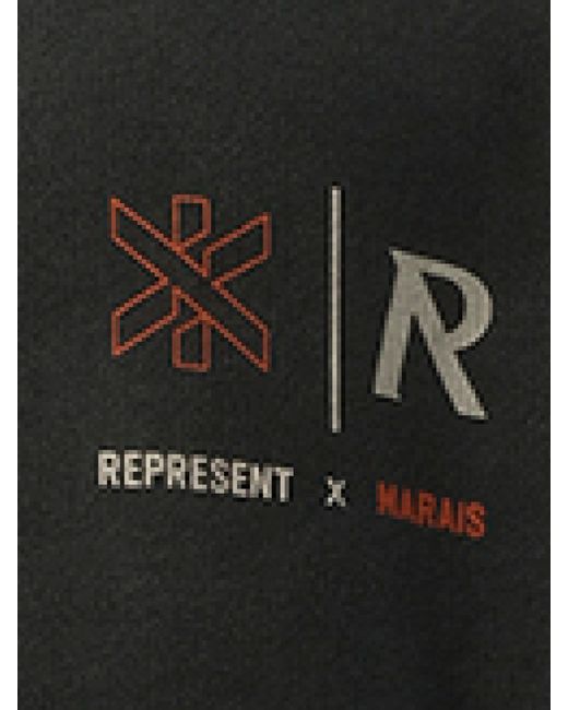 Represent Black Collaborative Cotton Logo Hoodie for men