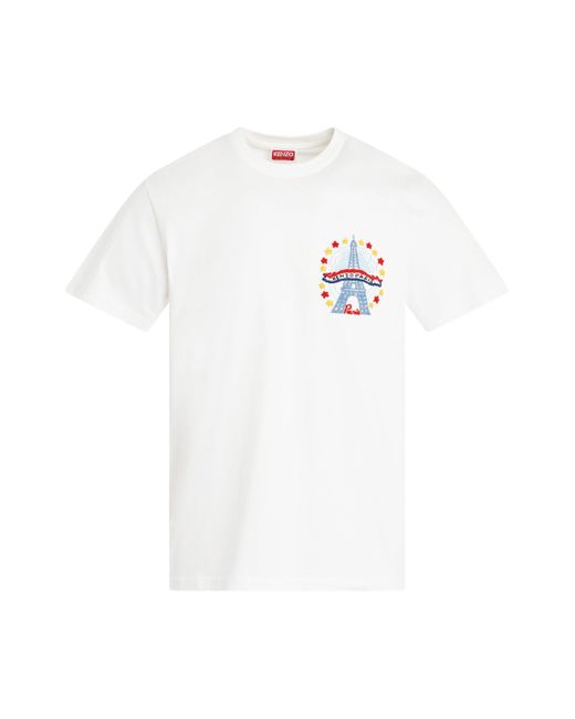 KENZO White Drawn Varsity Slim T-Shirt, Short Sleeves, Off, 100% Cotton, Size: Medium for men
