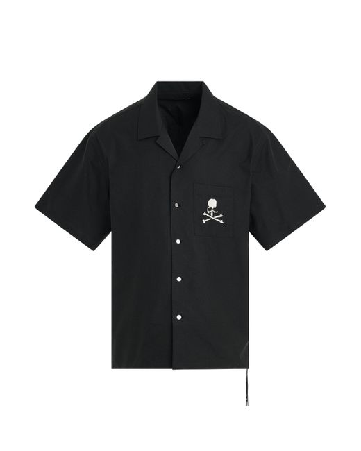 Mastermind Japan Black Open Collar Short Sleeve Shirt, , 100% Cotton, Size: Large for men