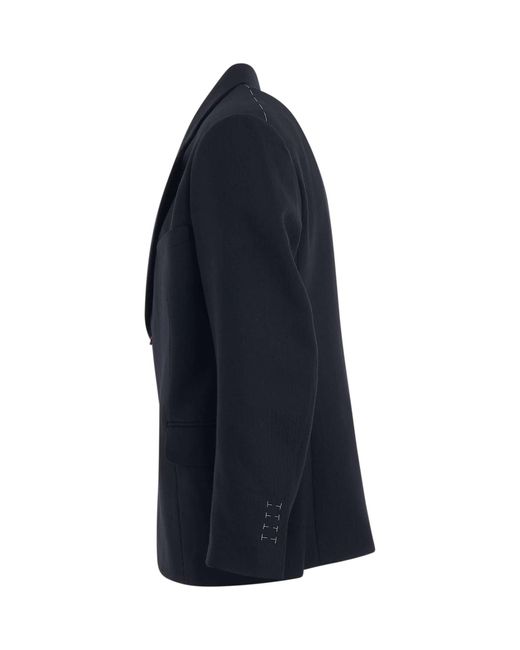 Maison Margiela Blue Herringbone Wool Jacket, Long Sleeves, 100% Cotton for men