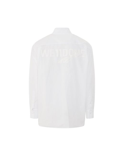we11done White 1506 Logo Print Cotton Shirt, Long Sleeves, , 100% Cotton, Size: Medium