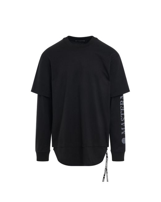 Mastermind Japan Black Layered Long Sleeve T-Shirt, Round Neck, , 100% Cotton for men