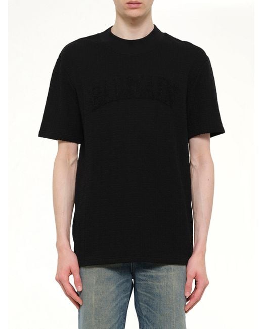 Balmain Black Monogram Sponge T-Shirt Reg Fit for men