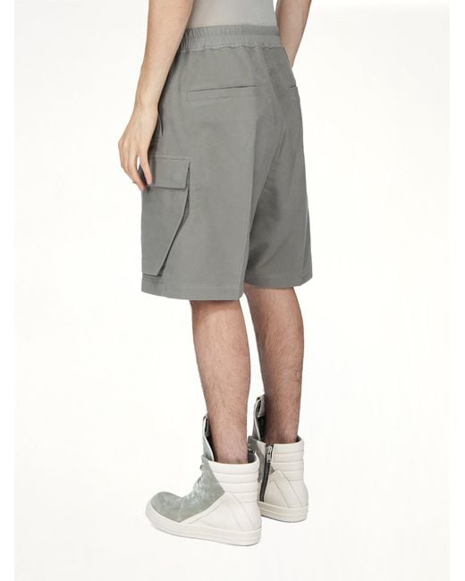 Rick Owens Gray Brushed Twill Cargobela Shorts for men