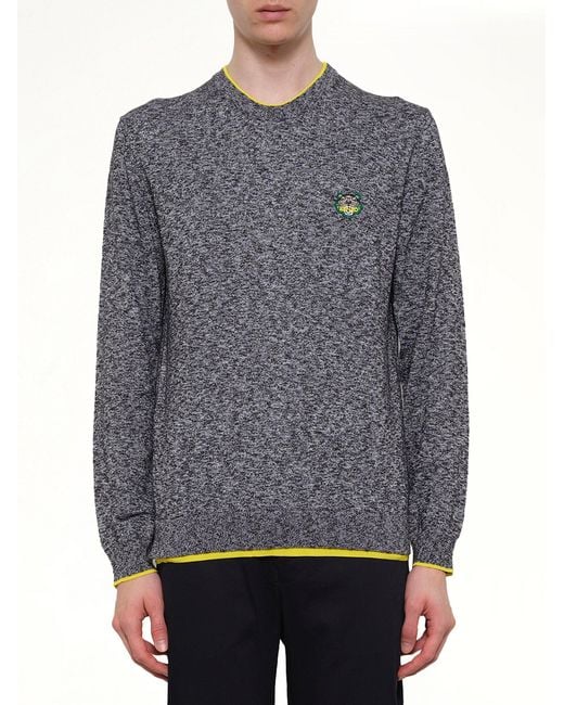 KENZO Gray Tiger Knit Sweatshirt for men