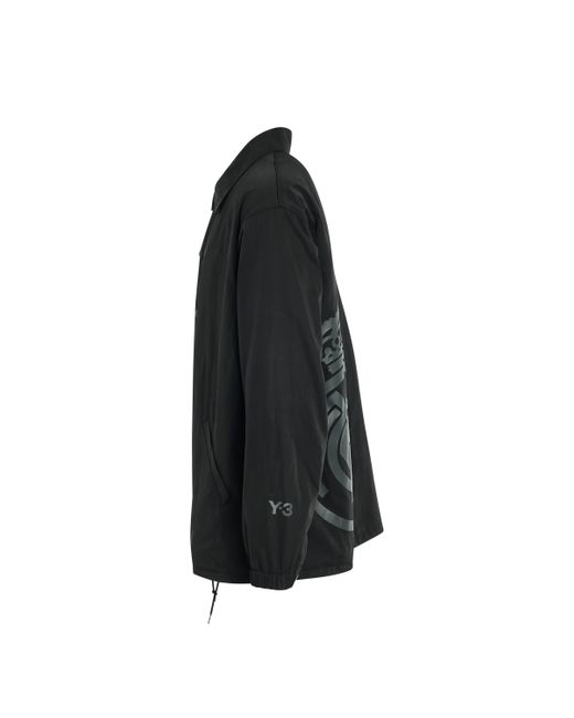 Y-3 Black X Real Madrid Coach Bomber Jacket, Long Sleeves, , 100% Recyclable Polyester, Size: Large for men