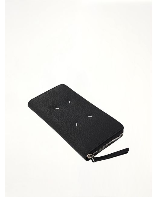 Maison Margiela Black Four Stitches Zip Around Wallet