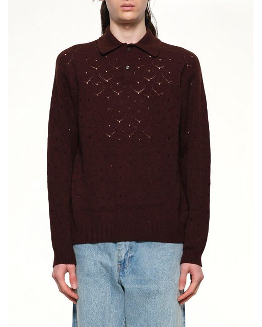 vowels Red Eyelet Polo for men
