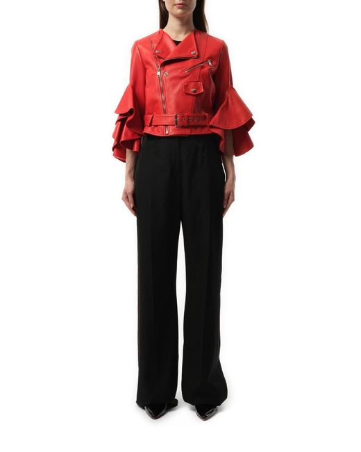 Alexander McQueen Red Leather Jacket, 100% Leather
