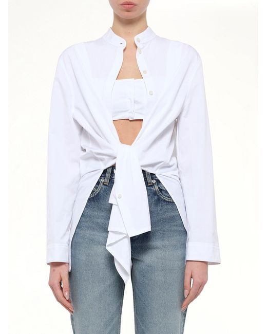 Alaïa White Cotton Poplin Shirt Set