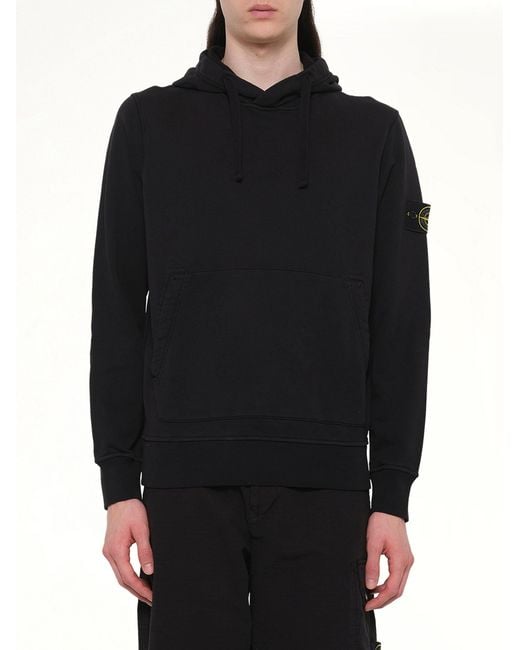 Stone Island Black 6100062 Cotton Fleece Hoodie for men