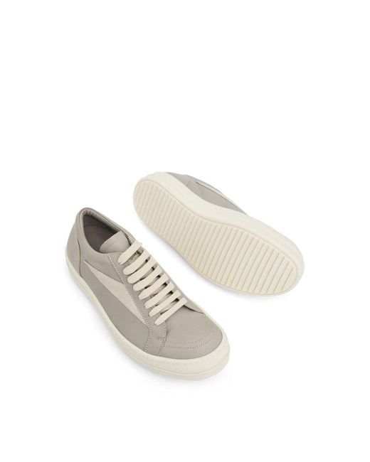 Rick Owens White Vintage Leather Sneakers, 100% Rubber
