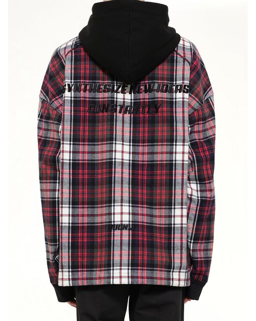 Juun.J Red Plaid Hoodie for men