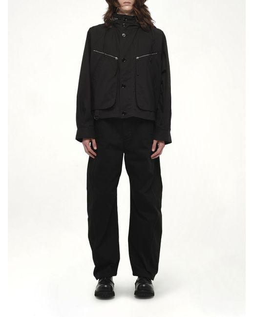 Lemaire Parachute Blouson Bomber Jacket, 100% Cotton in Black for