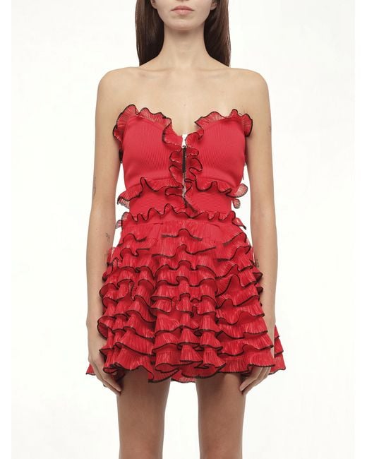 McQueen Red Off Shld Str Mini Dress, Size: Small