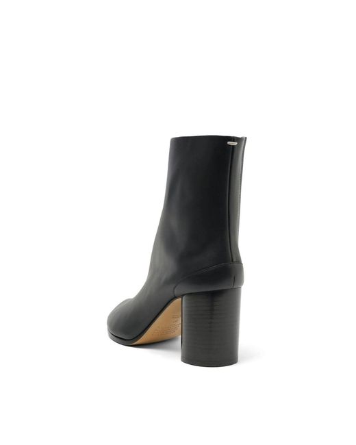 Maison Margiela Black Tabi Leather Boots 8Cm Heel, 100% Leather