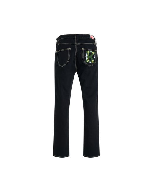KENZO Black Drawn Varsity Bara Denim Jeans, , 100% Cotton for men