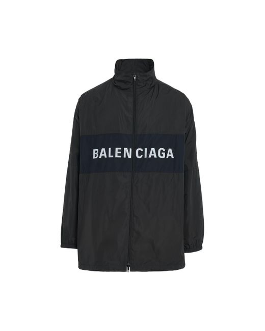 Balenciaga Black Technical Logo Zip-Up Jacket, , 100% Polyester, Size: Medium for men