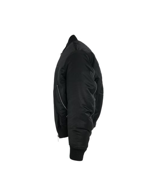 Off-White c/o Virgil Abloh Black Off- 'Arrow Nylon Bomber Jacket, Long Sleeves, , 100% Polyester, Size: Small for men