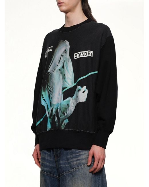 Undercover Black Heldon Stand By L/S T-Shirt for men