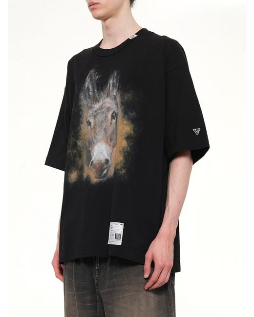 Maison Mihara Yasuhiro Black Horse Printed T-Shirt for men