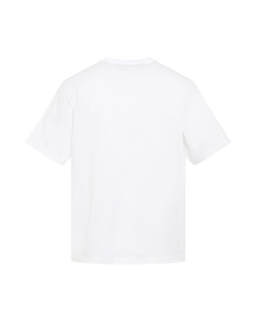 Palm Angels White Satorial Tape Pocket T-Shirt, Round Neck, Short Sleeves, , 100% Cotton, Size: Large for men