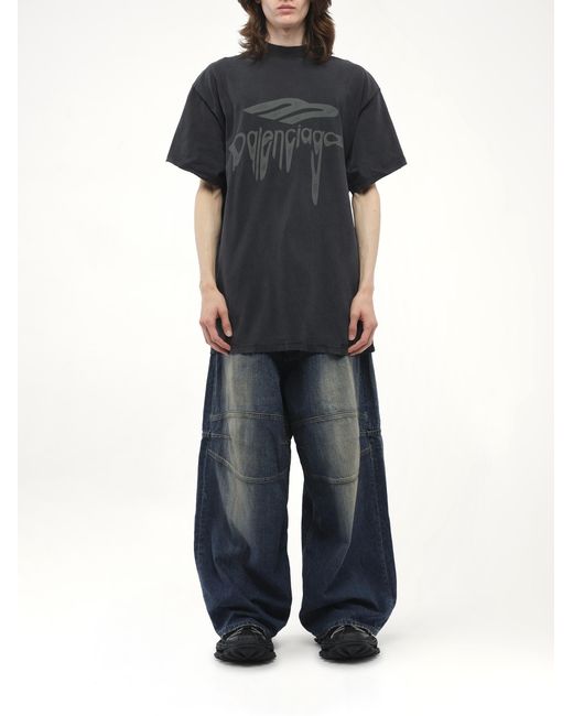Balenciaga Black T-Shirt With Logo for men