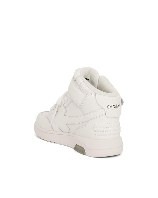Off-White c/o Virgil Abloh White Off- Out Of Office Mid Top Leather Sneakers, 100% Rubber