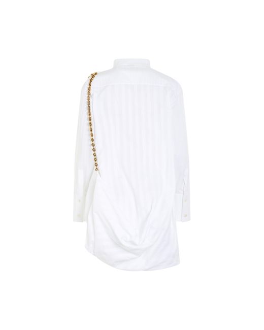 Loewe White Chain Shirt Dress, Long Sleeves, Optic, 100% Cotton
