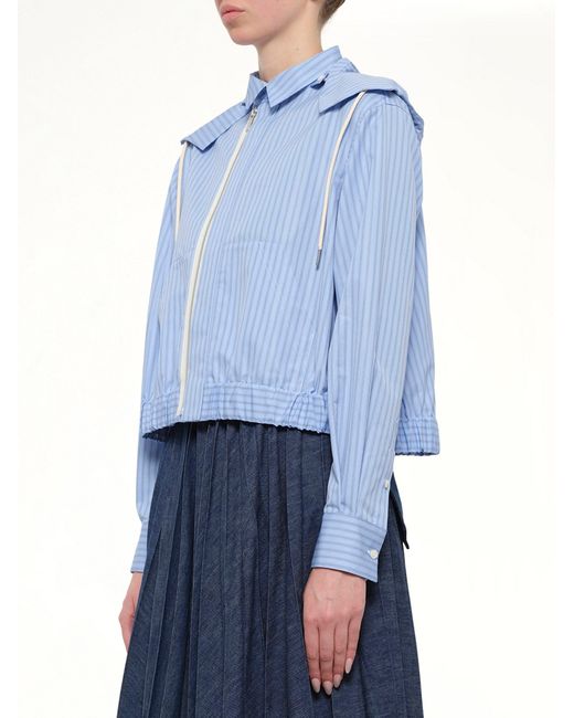 Sacai Blue Poplin Hoodie