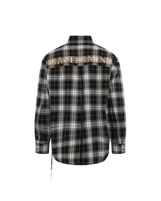 Mastermind Japan Black 'Plaid Reversible Logo Shirt, , 100% Cotton, Size: Small for men