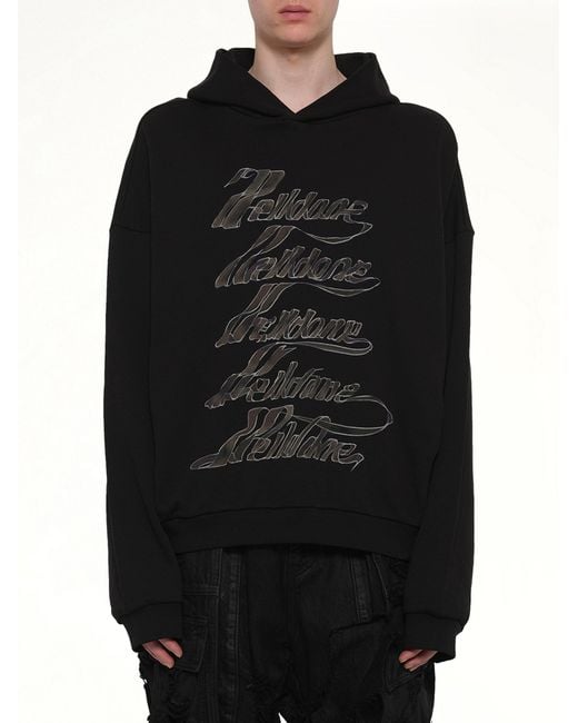 we11done Black Ribbon Multi-Logo Hoodie for men