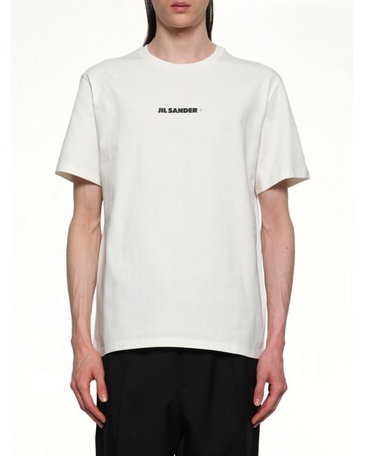 Jil Sander White Plus Logo T-Shirt for men