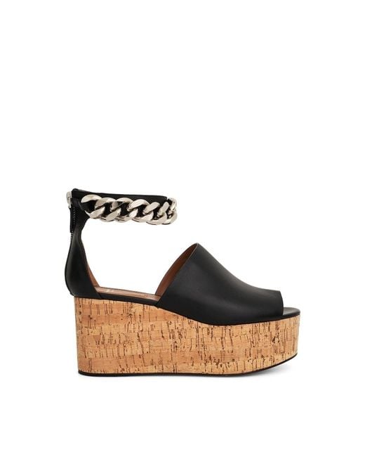 Givenchy Black Chain Wedge Sand, 100% Rubber