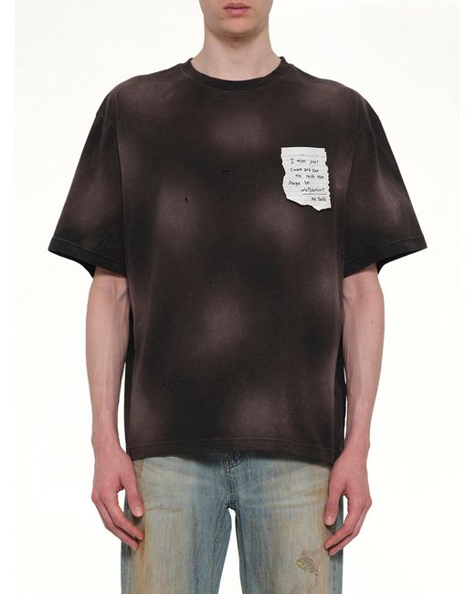 we11done Black Paper Note Grunge T-Shirt for men